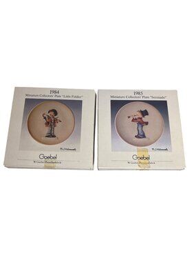 Goebel Hummel Miniature Collectors Plates Little Fiddler & Serenade In Original